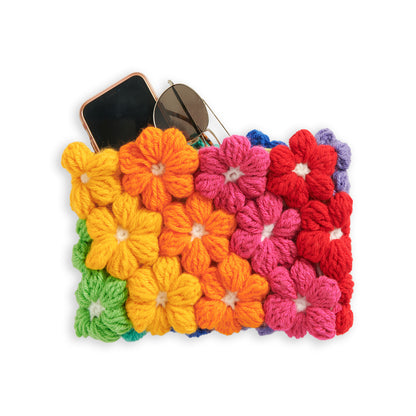 Red Heart Puffy Flowers Crochet Clutch Version 1