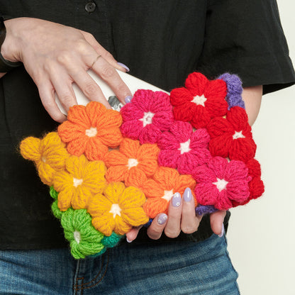 Red Heart Puffy Flowers Crochet Clutch Version 1