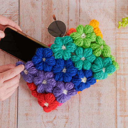 Red Heart Puffy Flowers Crochet Clutch Version 1