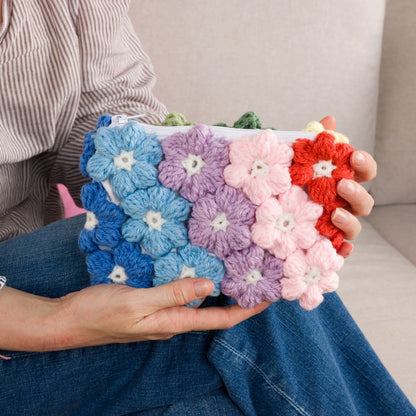 Red Heart Puffy Flowers Crochet Clutch Version 2
