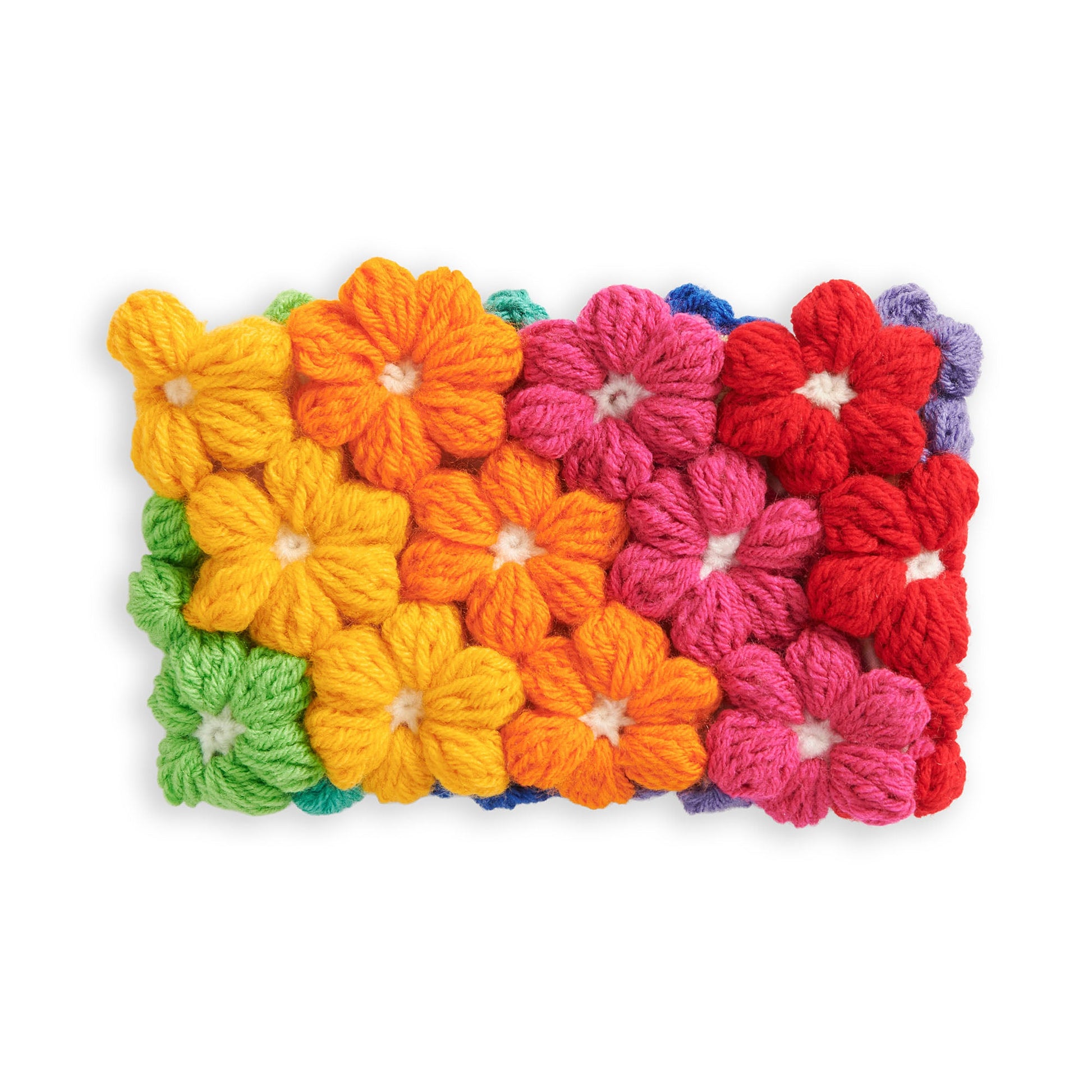 Free Red Heart Puffy Flowers Crochet Clutch Pattern