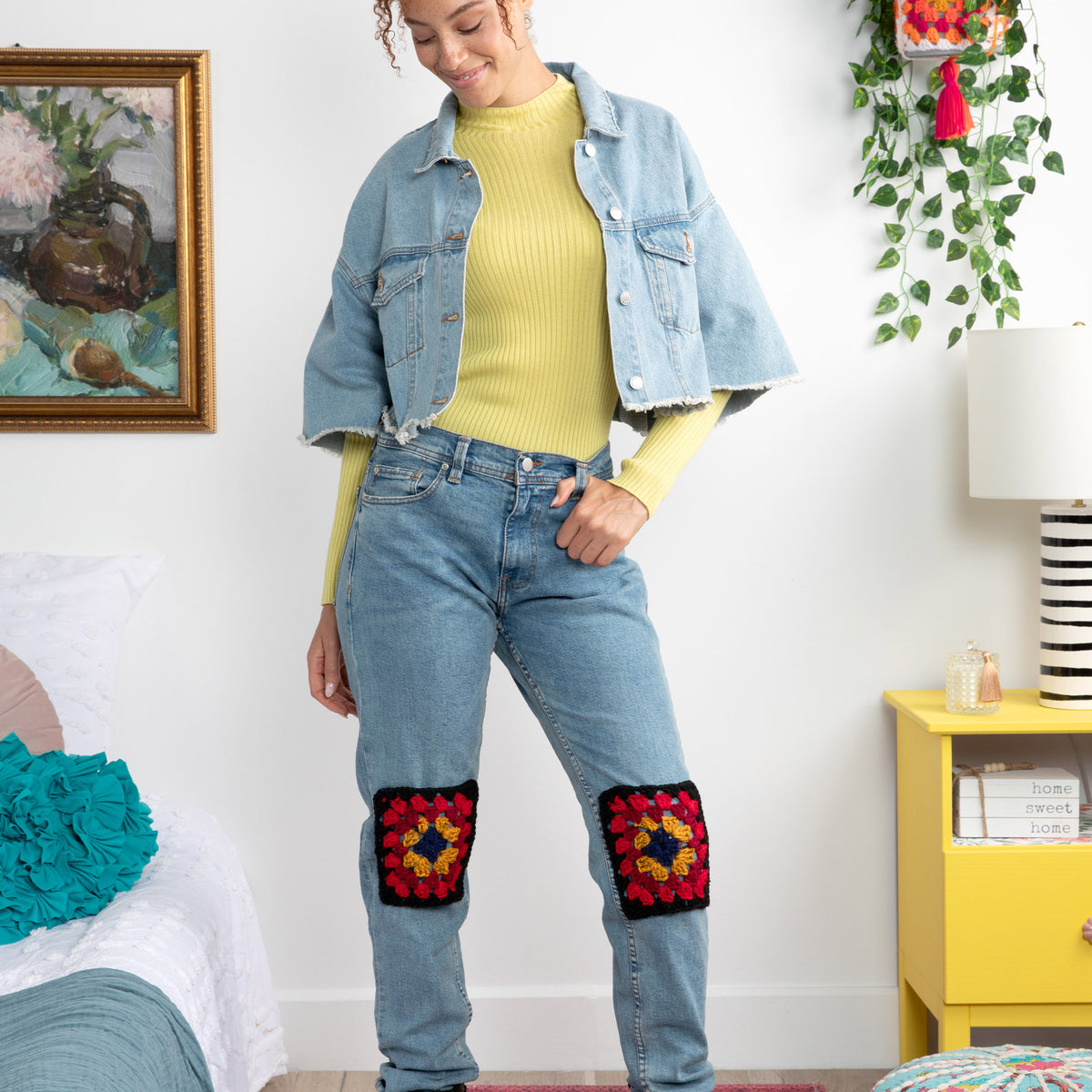 Crochet Granny Clothing Patch made in Red Heart All in One Granny Square Yarn