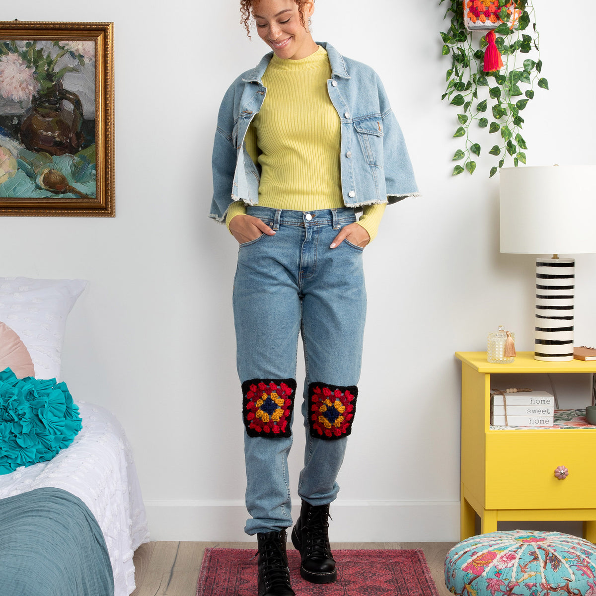 Crochet Granny Clothing Patch made in Red Heart All in One Granny Square Yarn