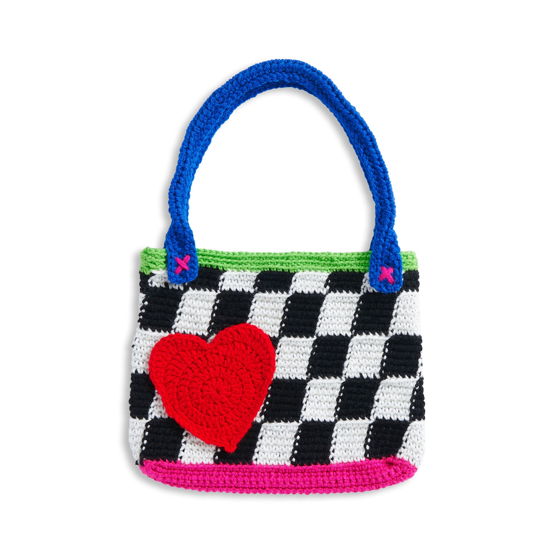 Free Red Heart Fun To Make Crochet Checkered Tote Pattern