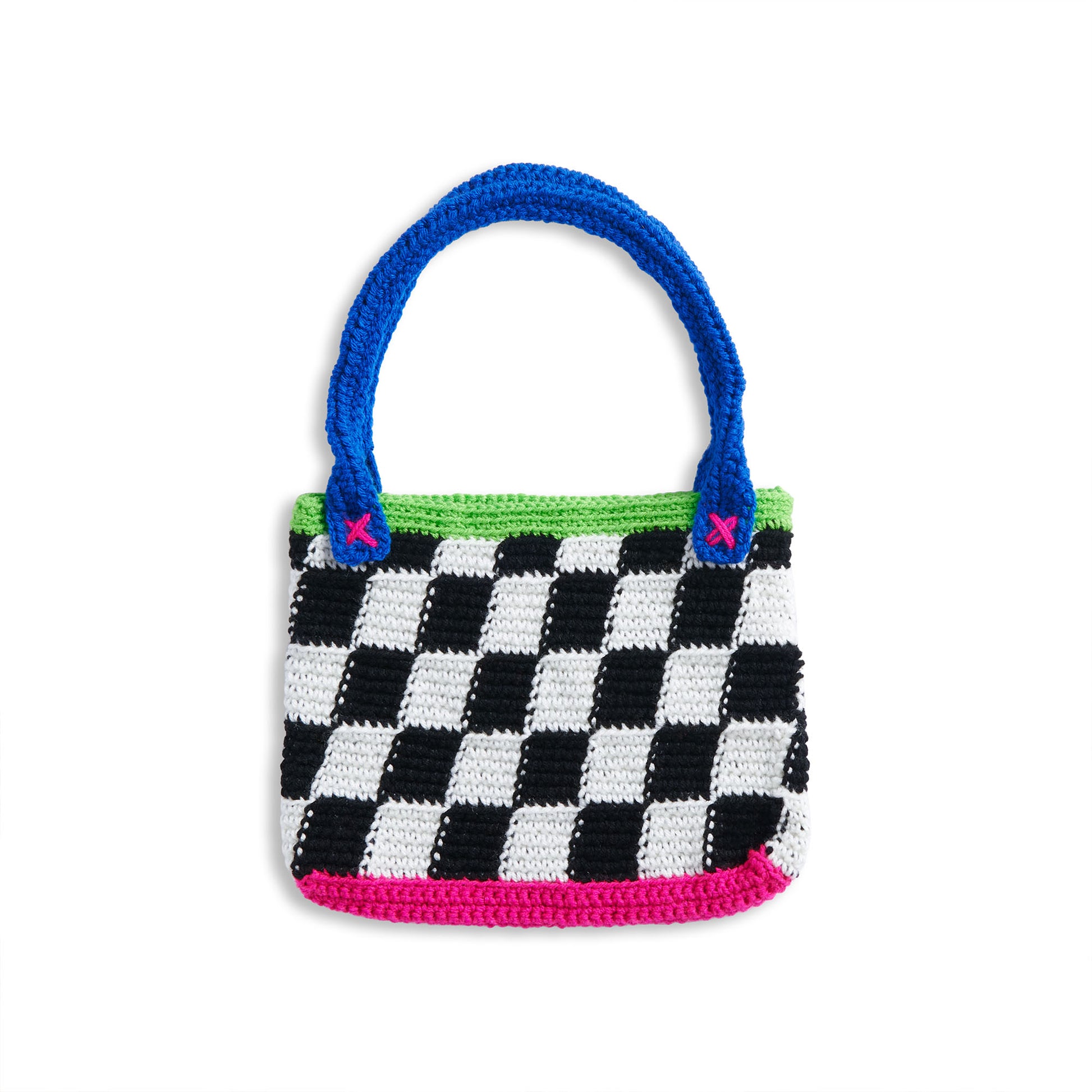 Free Red Heart Fun To Make Crochet Checkered Tote Pattern