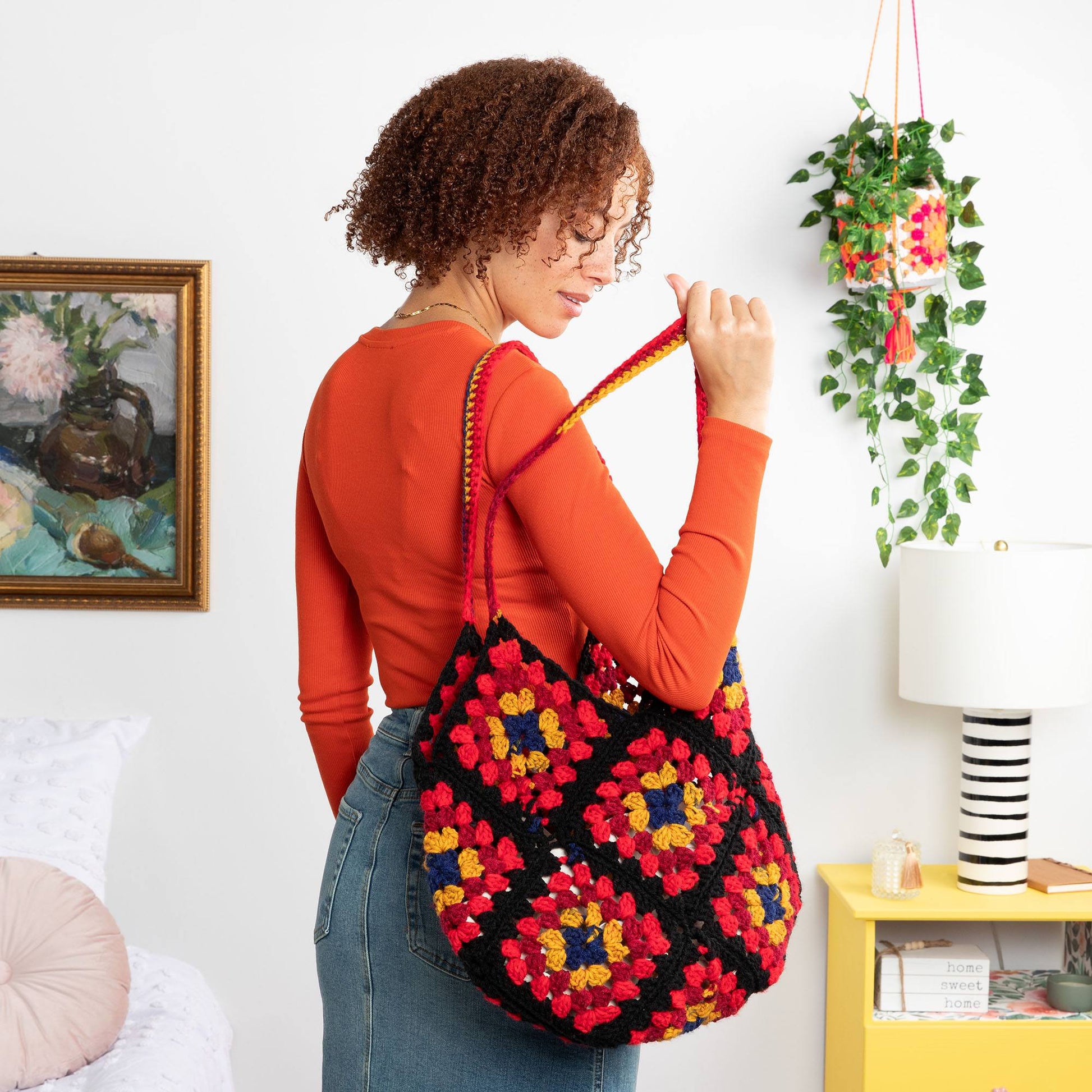 Free Red Heart In The Bag Granny Crochet Tote Pattern