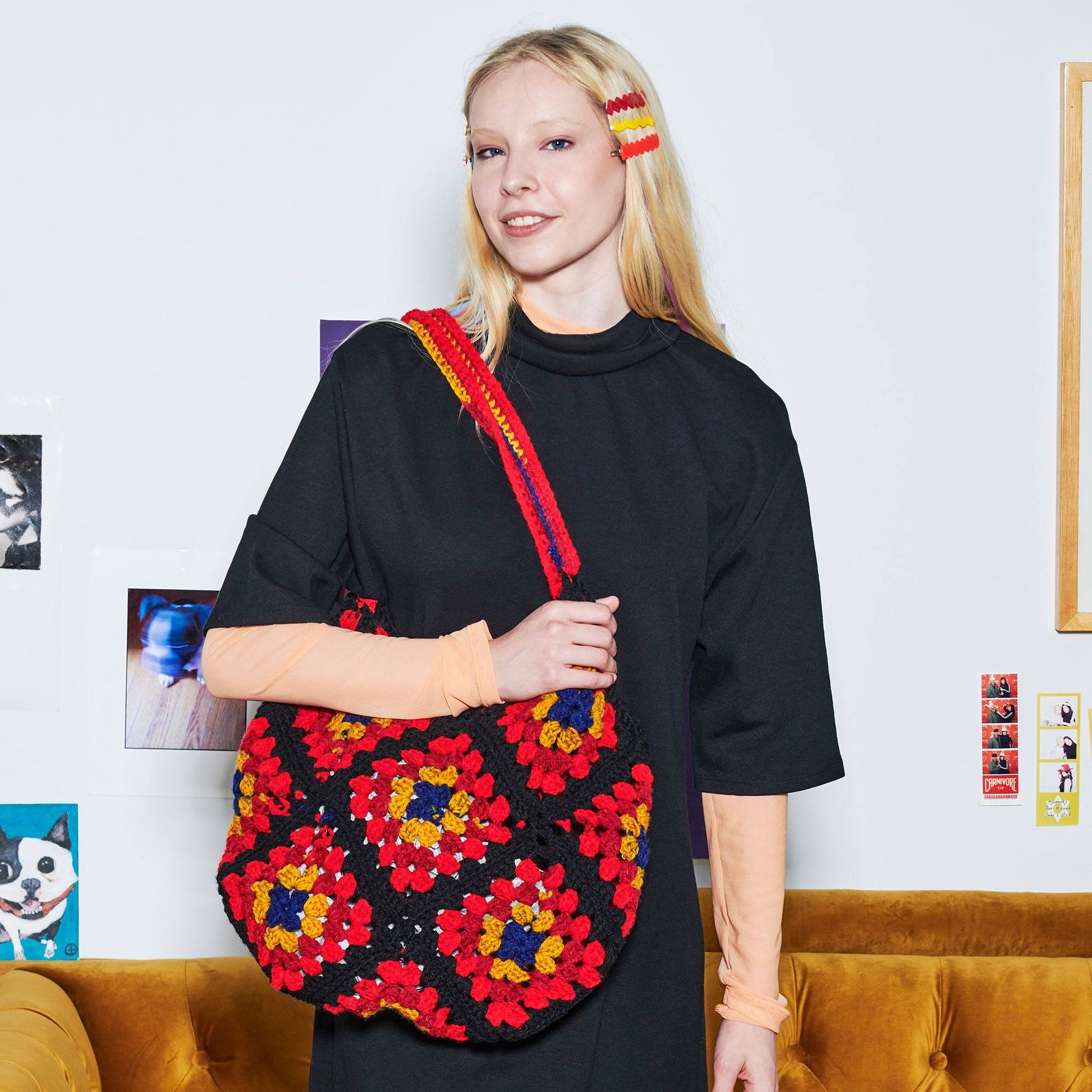 Free Easy Red Heart In the Bag Granny Crochet Tote Pattern