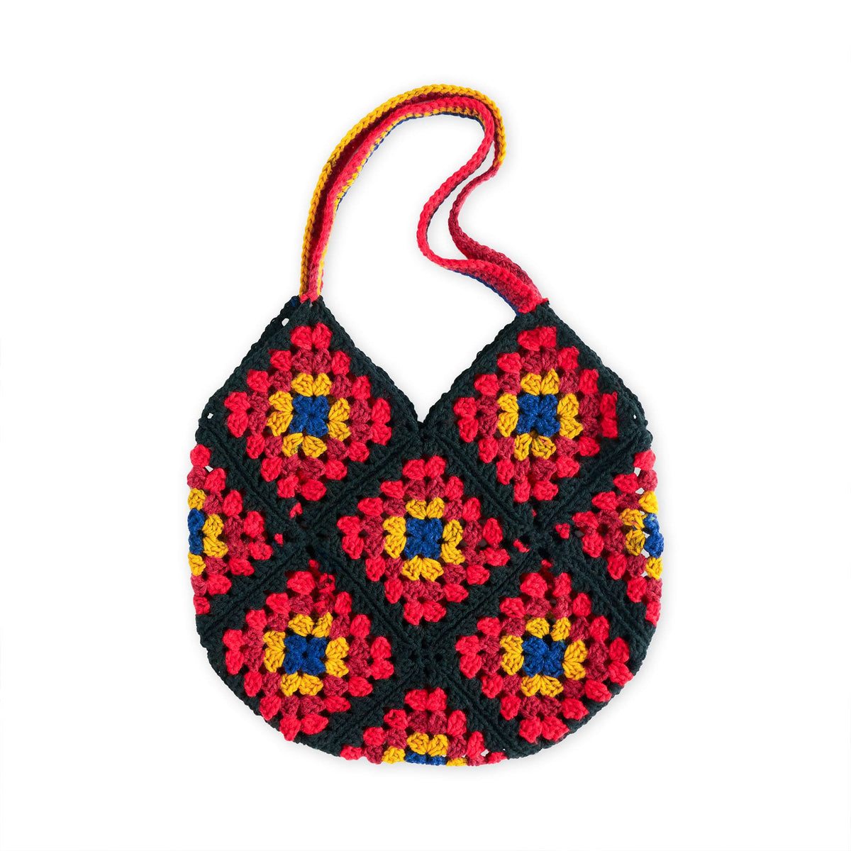 Crochet Tote Bag made in Red Heart All in One Granny Square Yarn