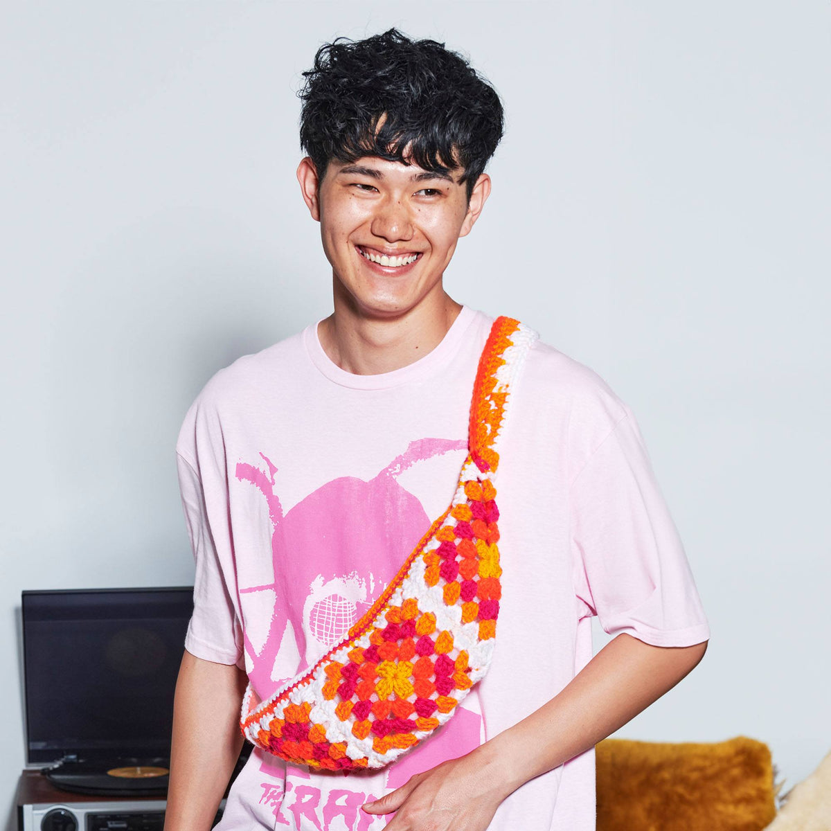 Crochet Bag made in Red Heart All in One Granny Square Yarn