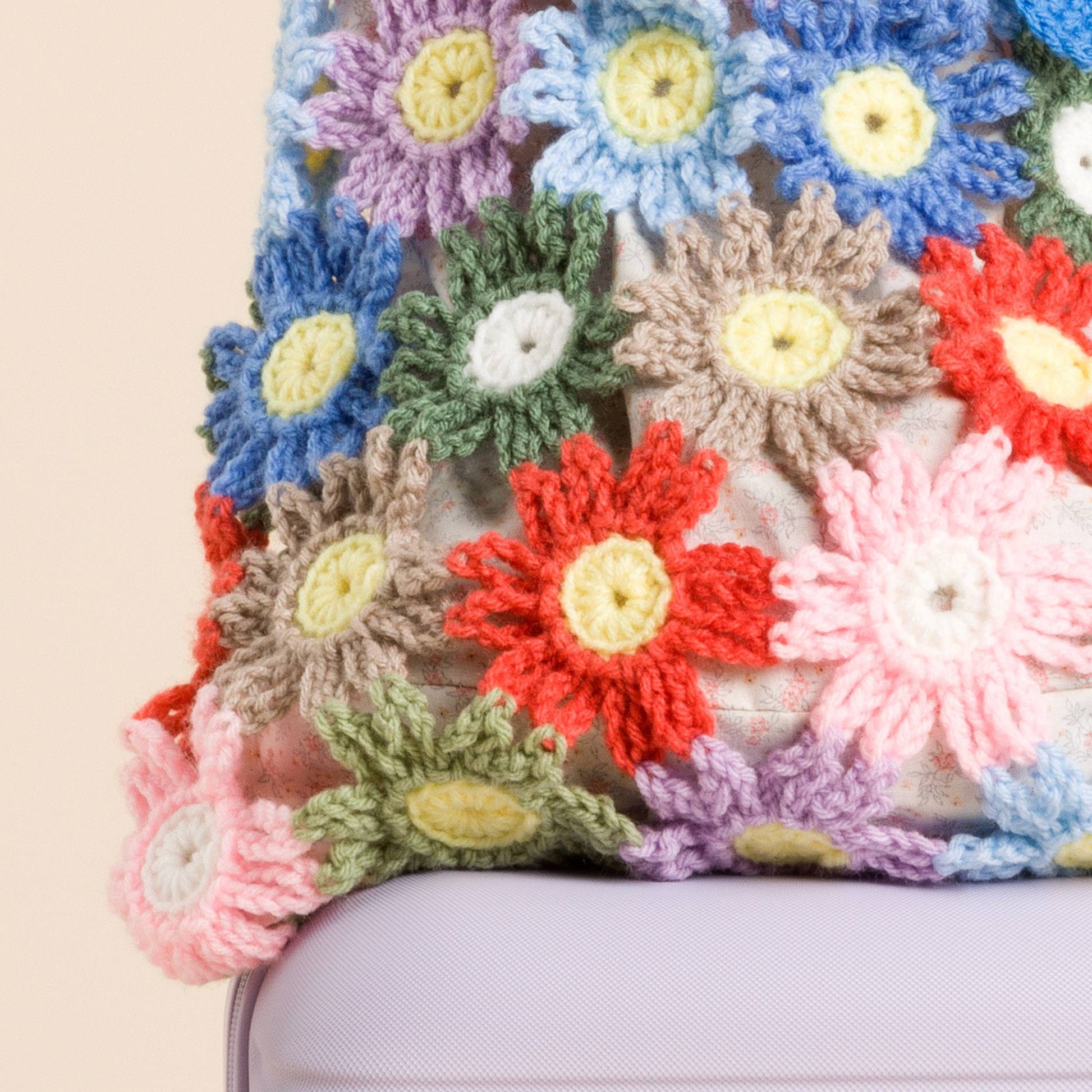 Free Red Heart Crochet Pastel Flower Bag Pattern