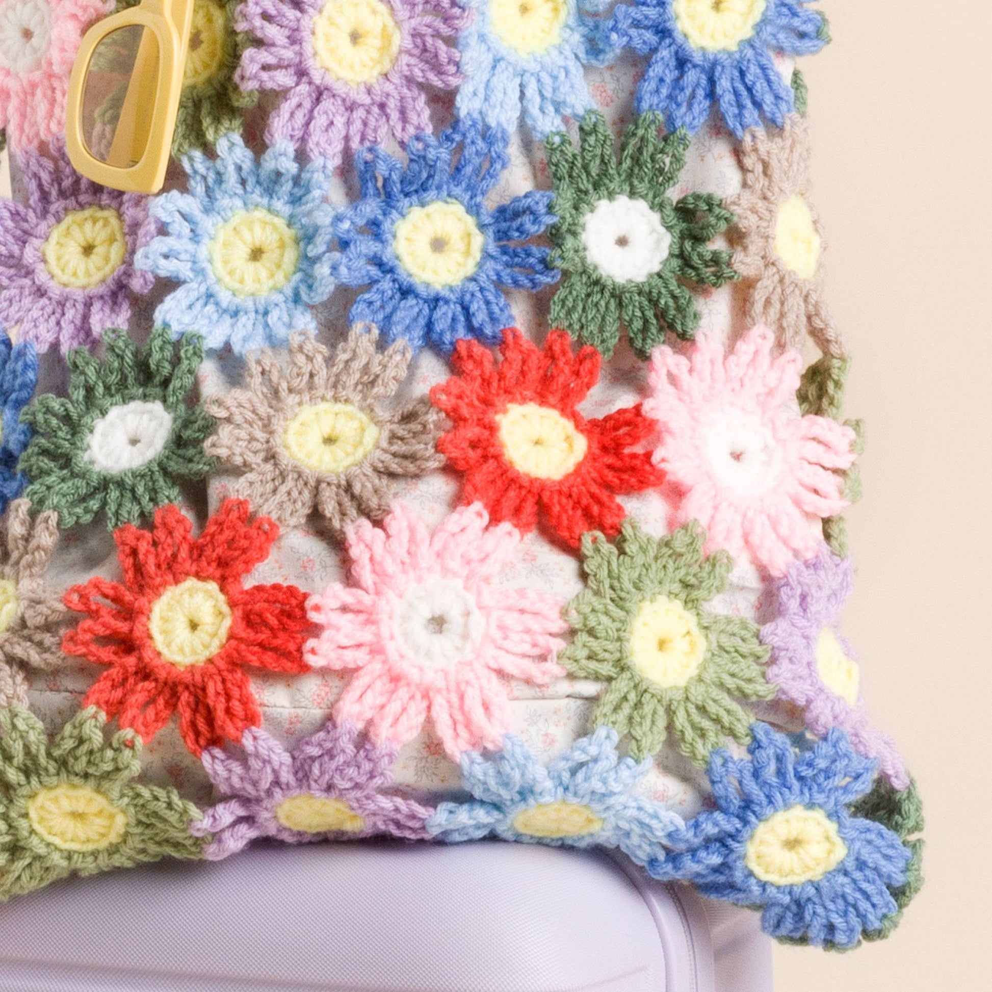 Free Red Heart Crochet Pastel Flower Bag Pattern