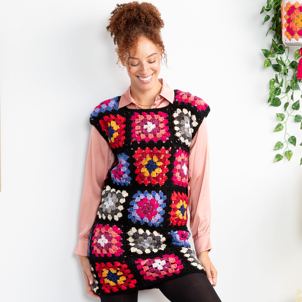 Crochet Dress made in Red Heart All in One Granny Square Yarn