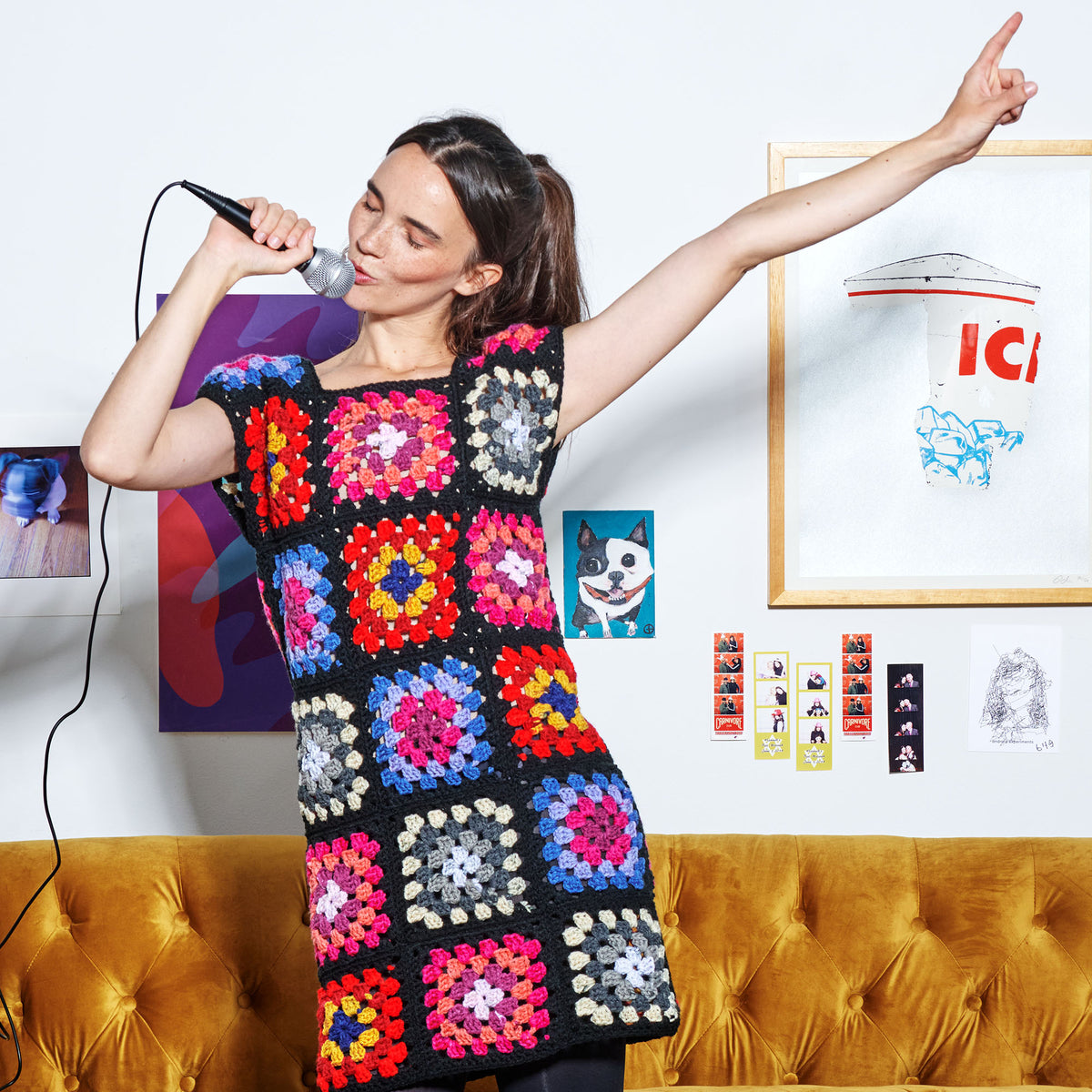 Crochet Dress made in Red Heart All in One Granny Square Yarn