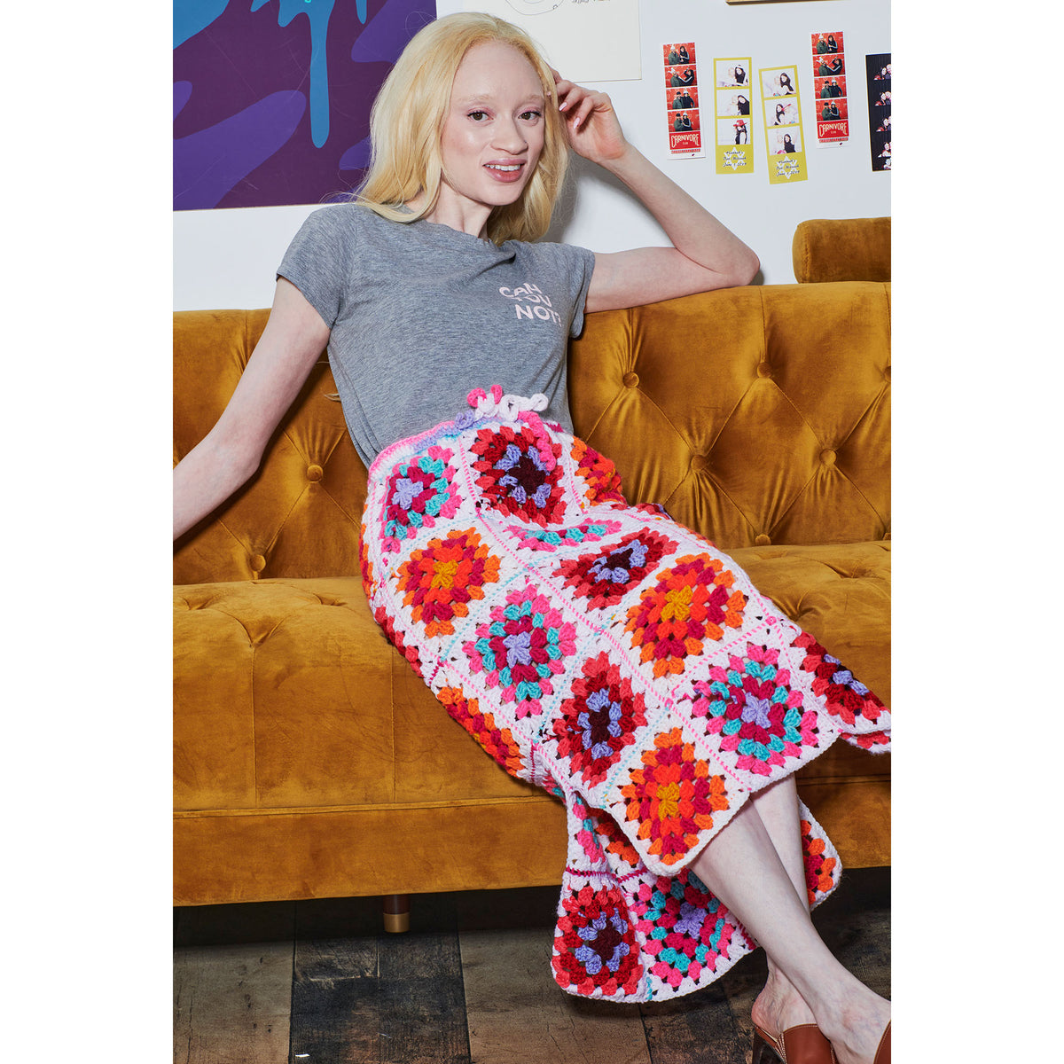 Crochet Skirt made in Red Heart All in One Granny Square Yarn