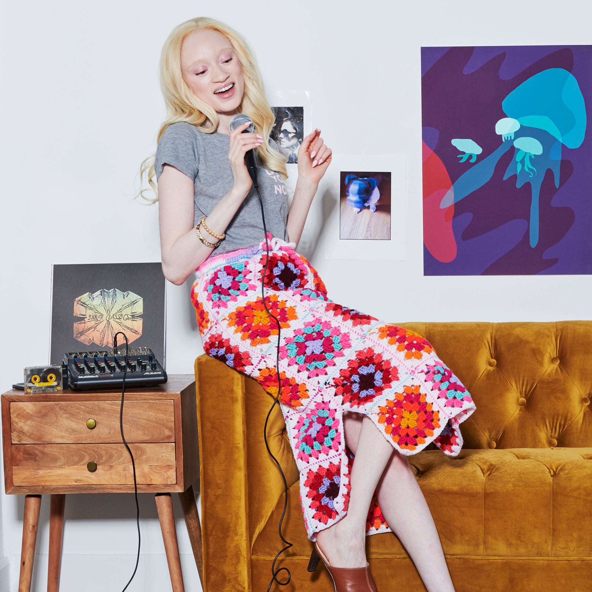 アール(ᵔᴥᵔ)　レディース　GB S Free Easy Red Heart Crochet Granny Side Slit Skirt Pattern