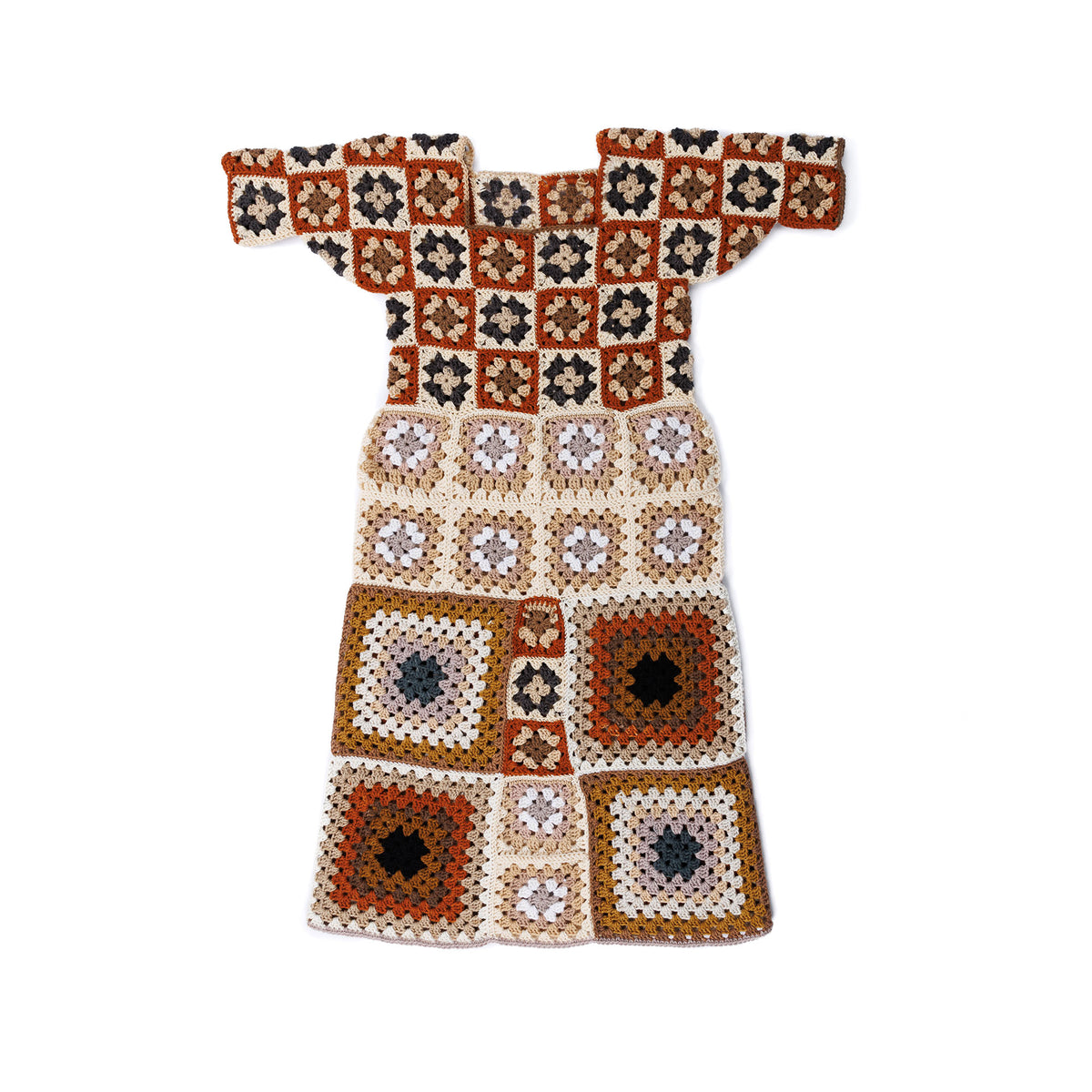 Free Easy Red Heart Love Granny Squares Crochet Dress Pattern