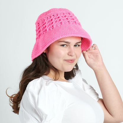 Red Heart Crochet Bucket Of Waffles Hat Pretty N' Pink