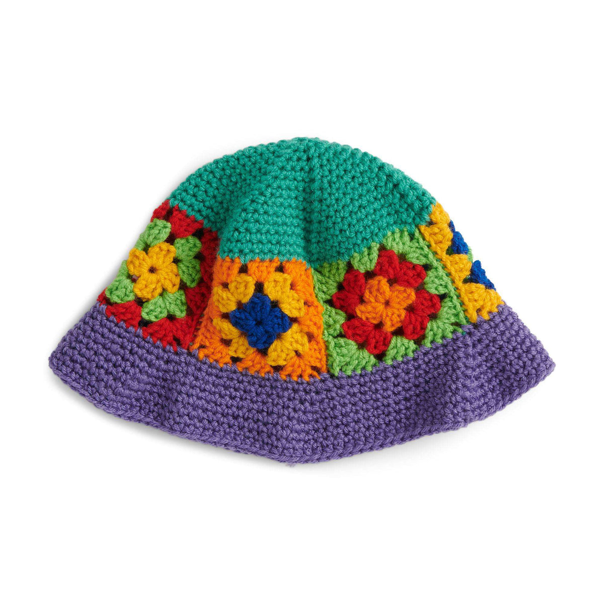 Free Easy Red Heart 5G Rainbow Granny Bucket Hat Crochet  display picture 1