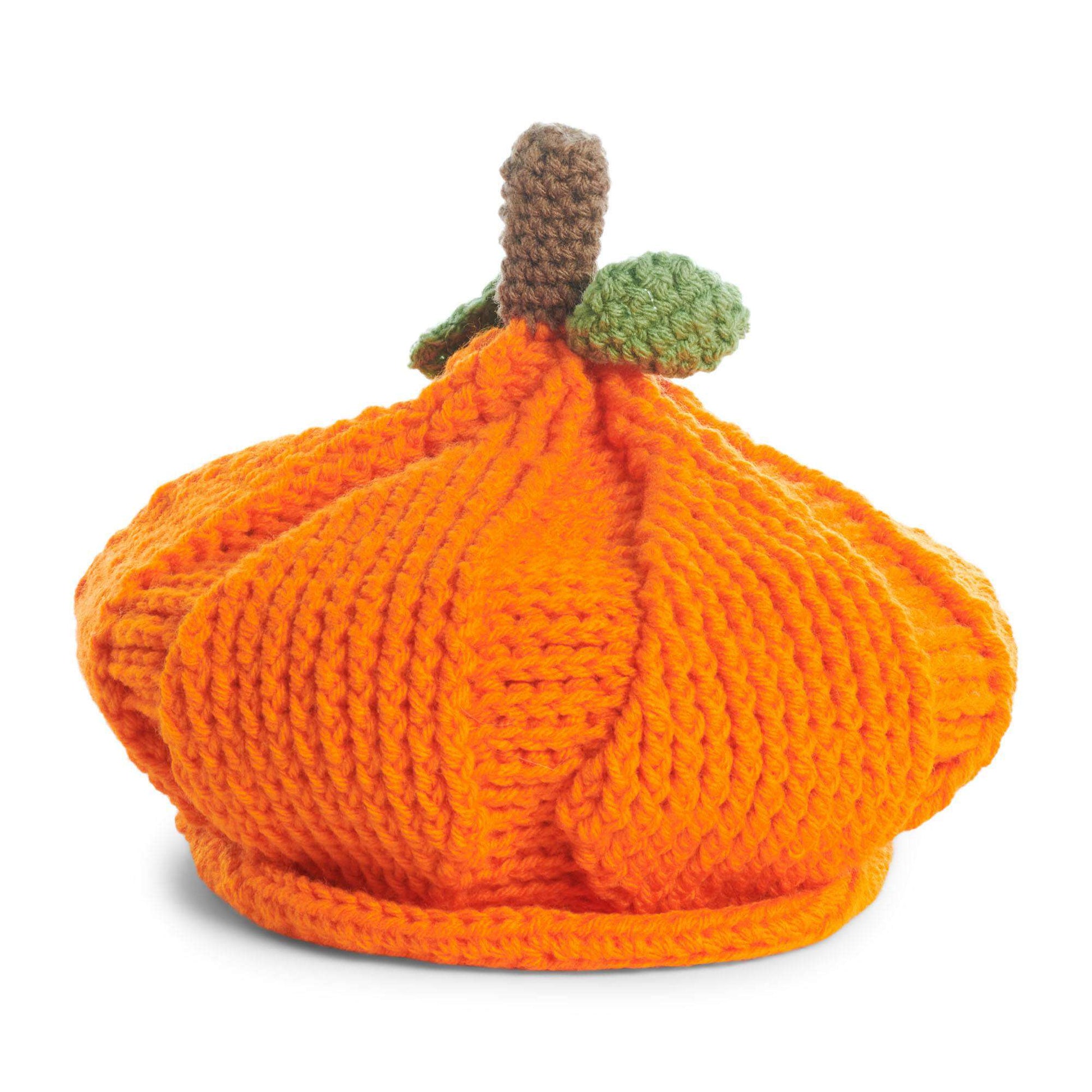 Free Red Heart Newsboy Pumpkin Crochet Hat Pattern
