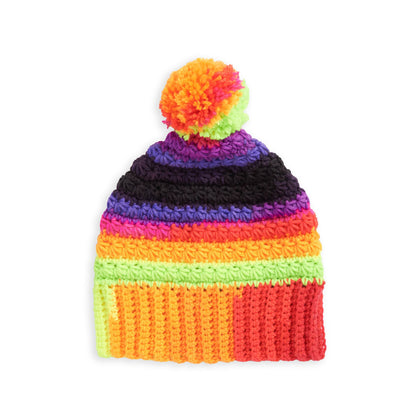 Red Heart Color-burst Cluster Crochet Stripe Crochet Hat made in Red Heart Super Saver Stripes Yarn