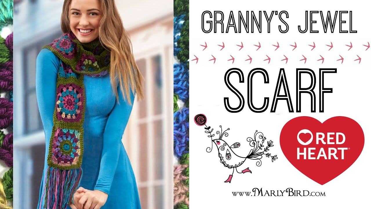 Red Heart Granny's Jewel Scarf Crochet