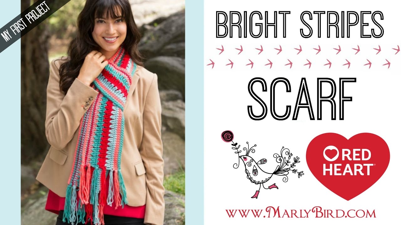 Red Heart Bright Stripes Scarf Crochet