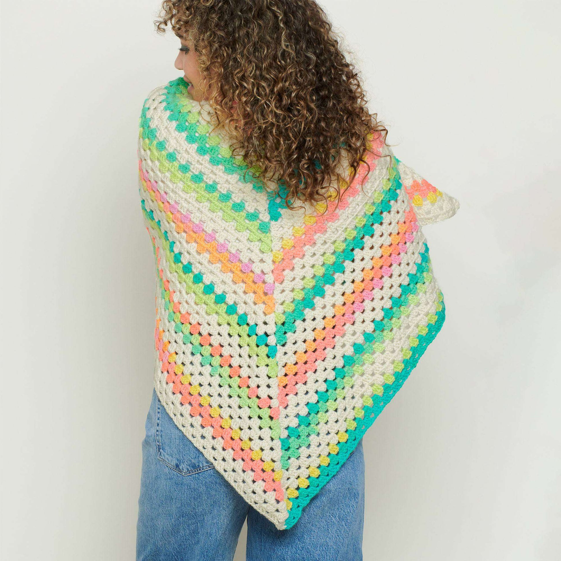 Free Red Heart Staggered Stripes Crochet Shawl Pattern