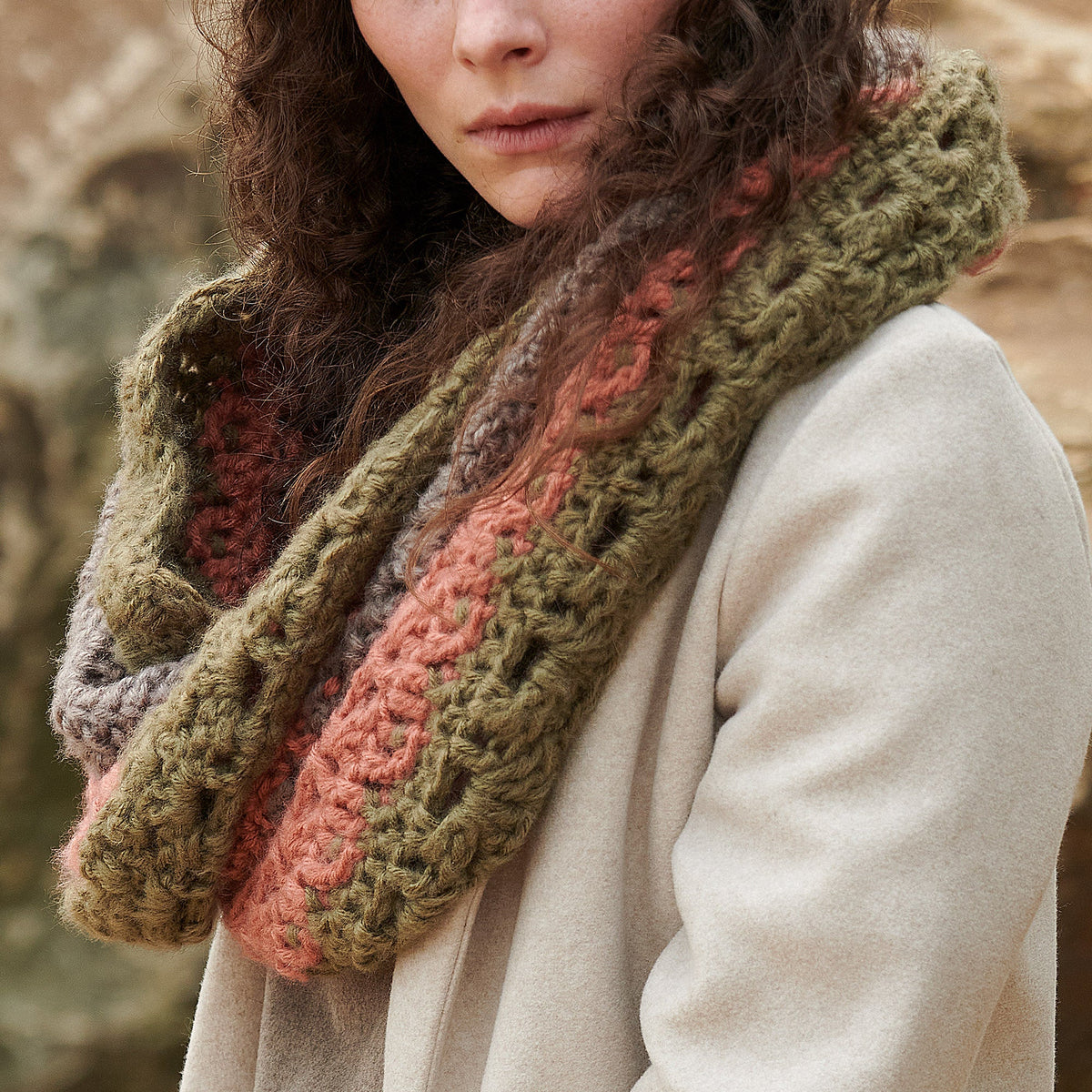 Crochet Mobius made in Red Heart Super Saver Brushed Yarn