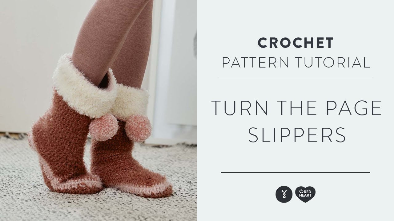 Red Heart Turn The Page Crochet Slippers