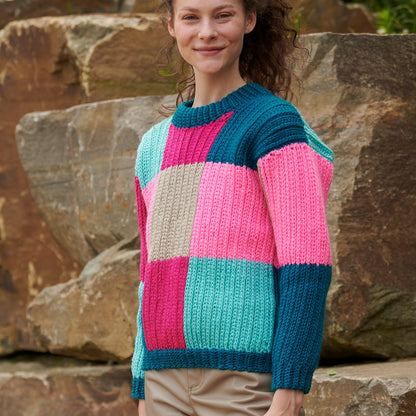 Red Heart Super Saver Blocks in Colors Crochet Pullover Red Heart Super Saver Blocks in Colors Crochet Pullover