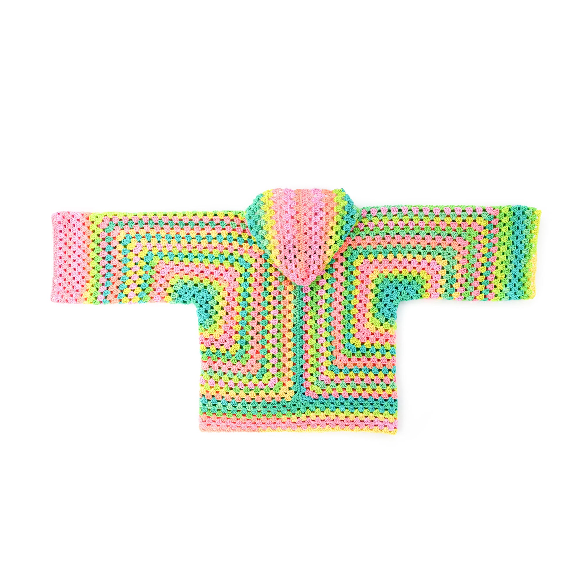 Free Beginner Red Heart Long Hooded Hexi Cardi Crochet Pattern