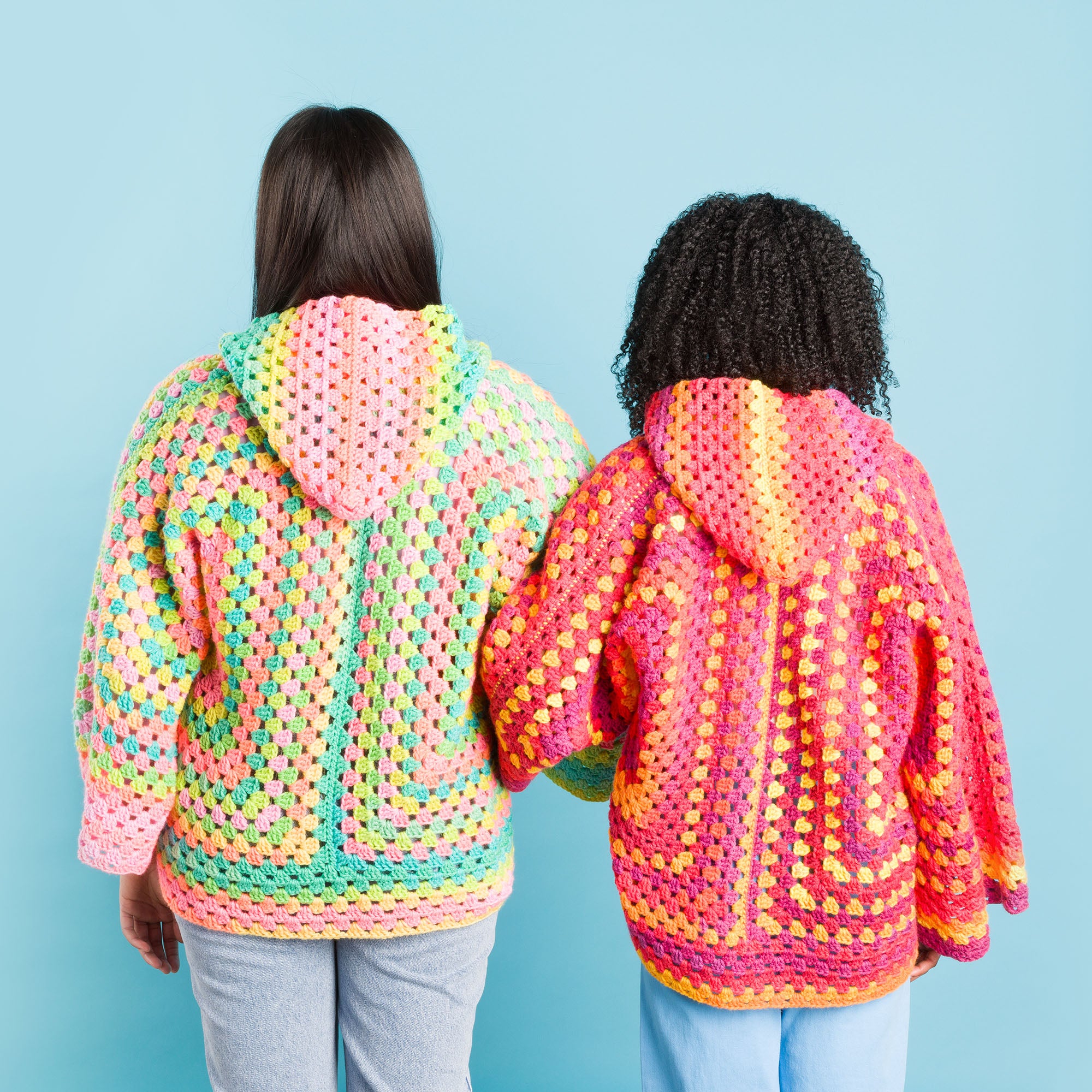 Free Beginner Red Heart Long Hooded Hexi Cardi Crochet Pattern