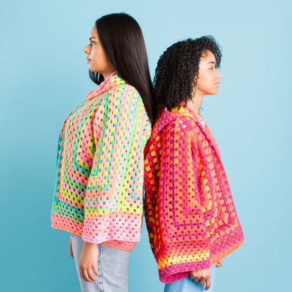 Red Heart Crochet Long Hooded Hexi Cardi All Variants