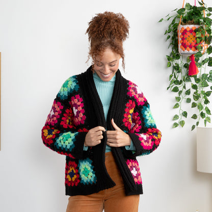 Red Heart Cozy Crochet Granny Cardigan Crochet Cardigan made in Red Heart All in One Granny Square Yarn