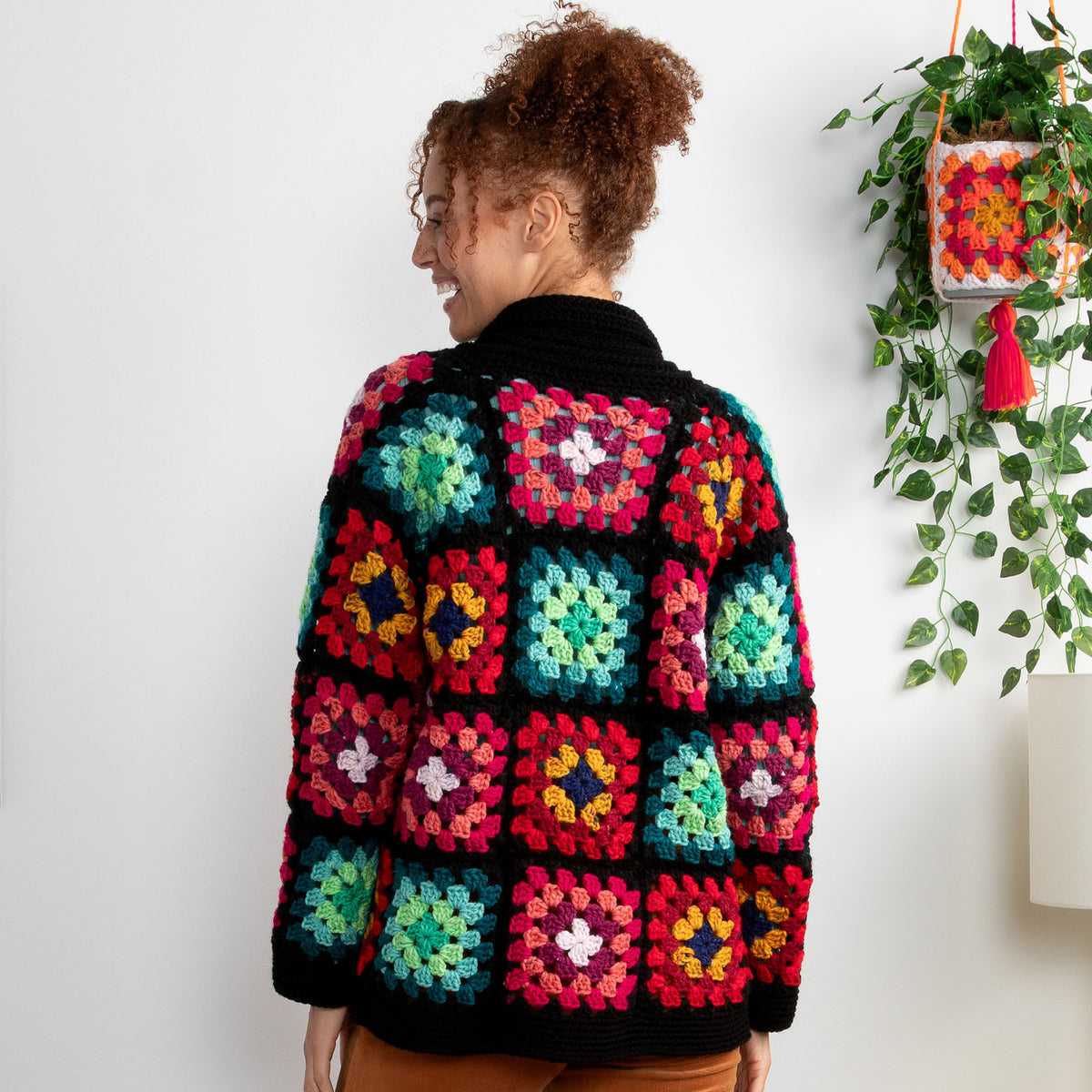 Crochet Cardigan made in Red Heart All in One Granny Square Yarn