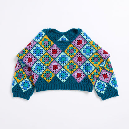 Red Heart Grannies On-a-Bias Crochet Pullover Red Heart Grannies On-a-Bias Crochet Pullover