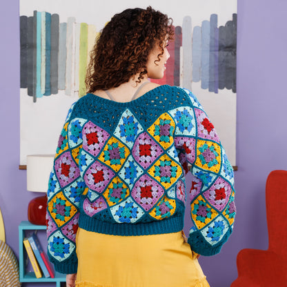 Red Heart Grannies On-a-Bias Crochet Pullover Red Heart Grannies On-a-Bias Crochet Pullover