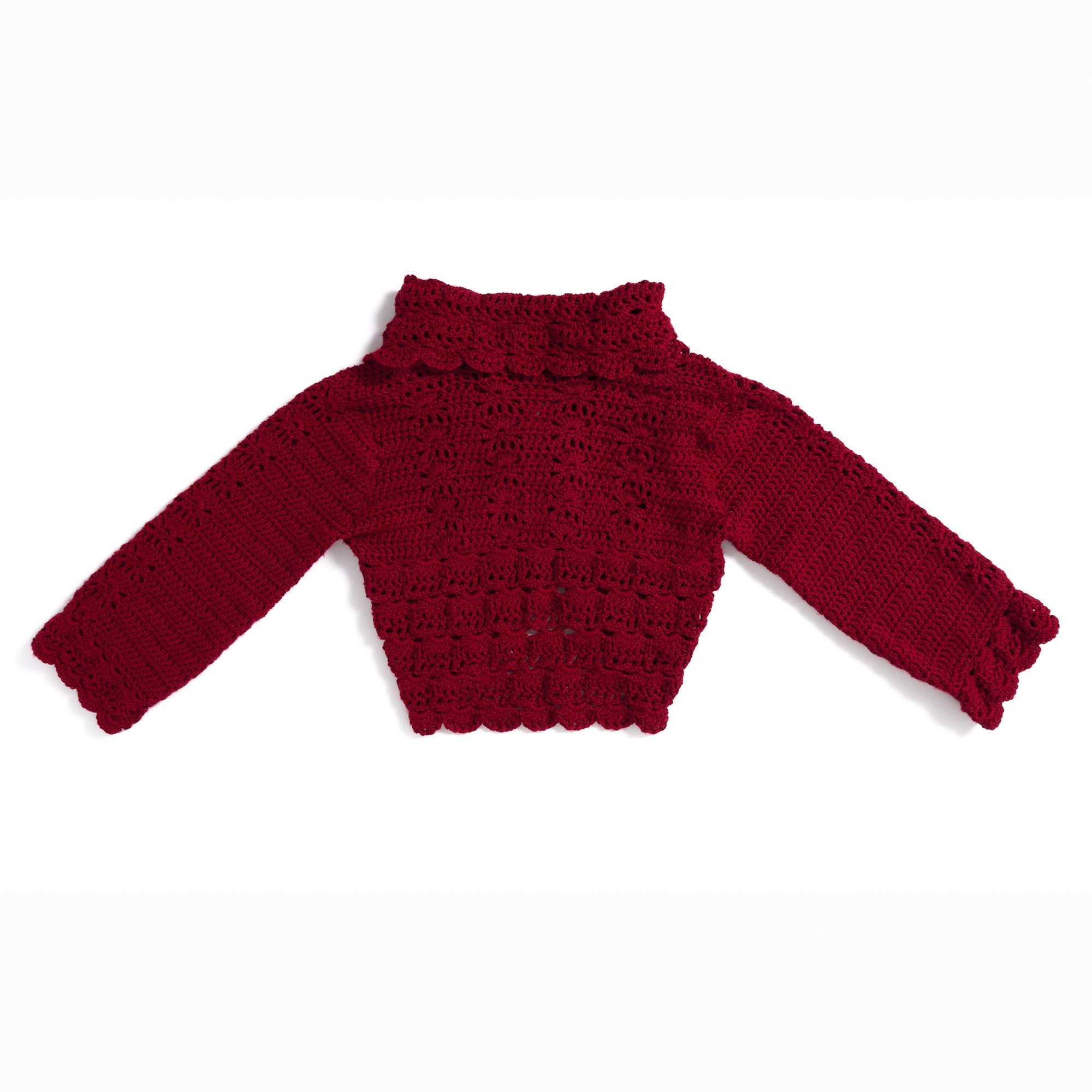 Free Intermediate Red Heart Lace Trim Crochet Cardigan Pattern