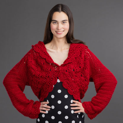Red Heart Lace Trim Crochet Cardigan Red Heart Lace Trim Crochet Cardigan