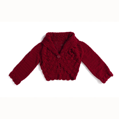 Red Heart Lace Trim Crochet Cardigan Red Heart Lace Trim Crochet Cardigan