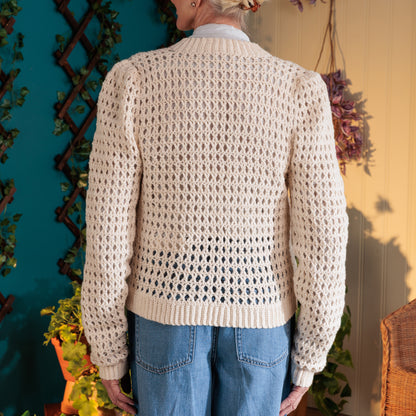 Red Heart Mesh-mellow Crochet Cardigan Red Heart Mesh-mellow Crochet Cardigan