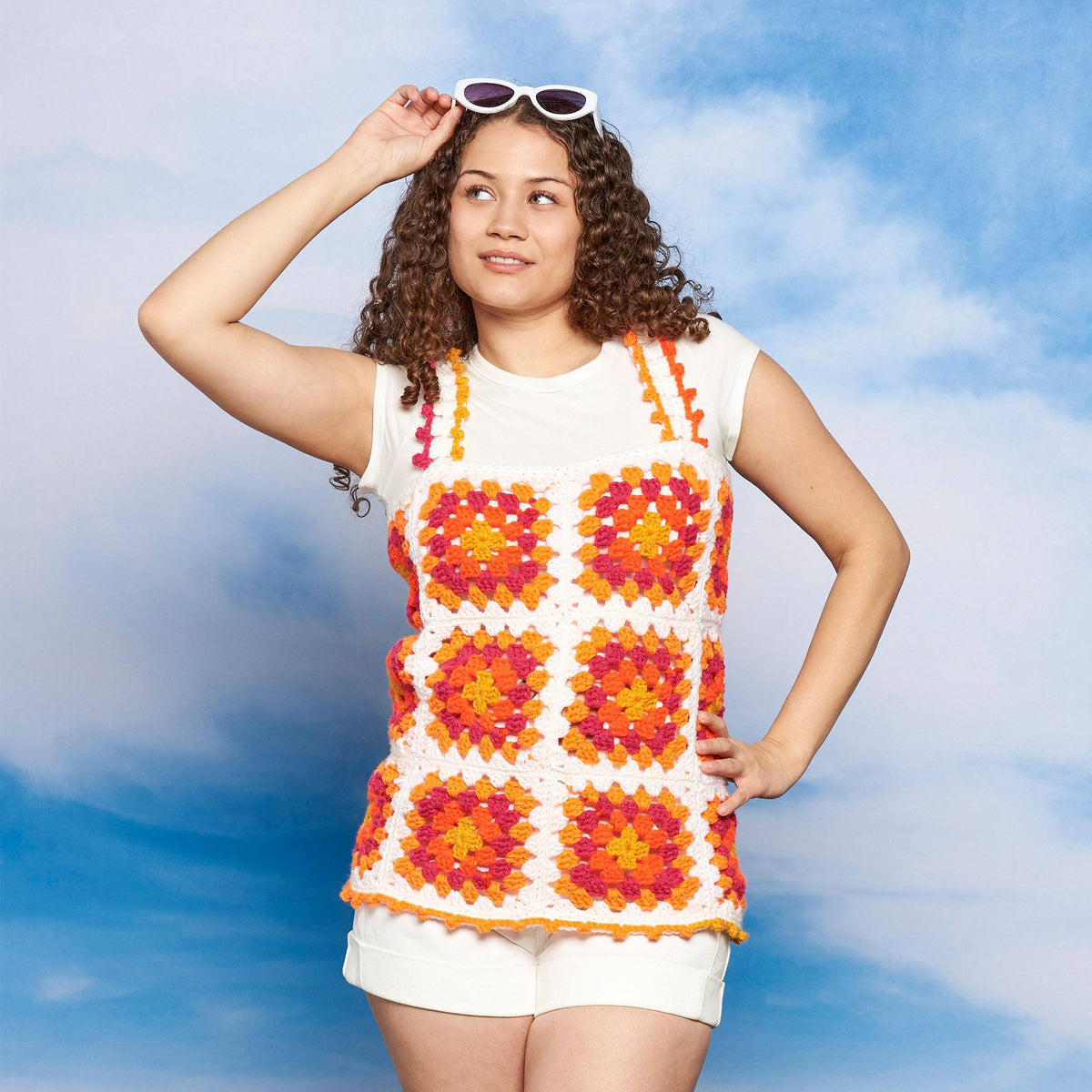 Crochet Tank made in Red Heart All in One Granny Square","Super Saver Yarn