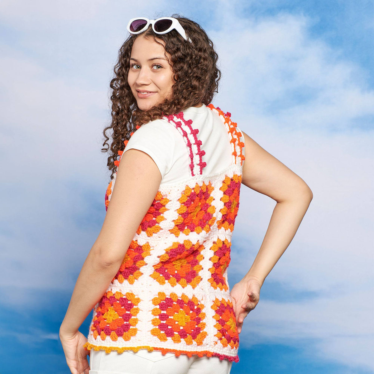 Crochet Tank made in Red Heart All in One Granny Square","Super Saver Yarn