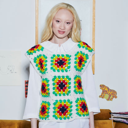 Red Heart Best in Vest Crochet T-shirt Crochet T-shirt made in Red Heart All in One Granny Square Yarn