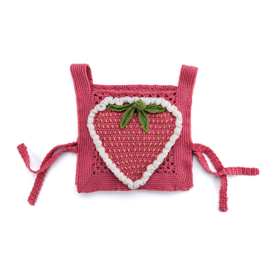Sweet Berry Crochet Tabard Vest made using Red Heart yarn