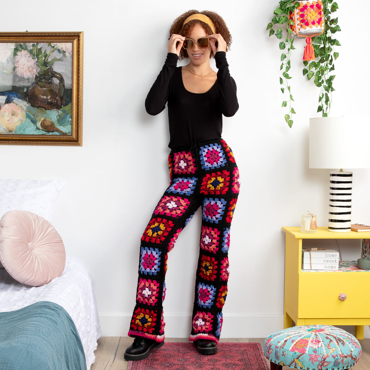 Crochet Pant made in Red Heart All in One Granny Square Yarn