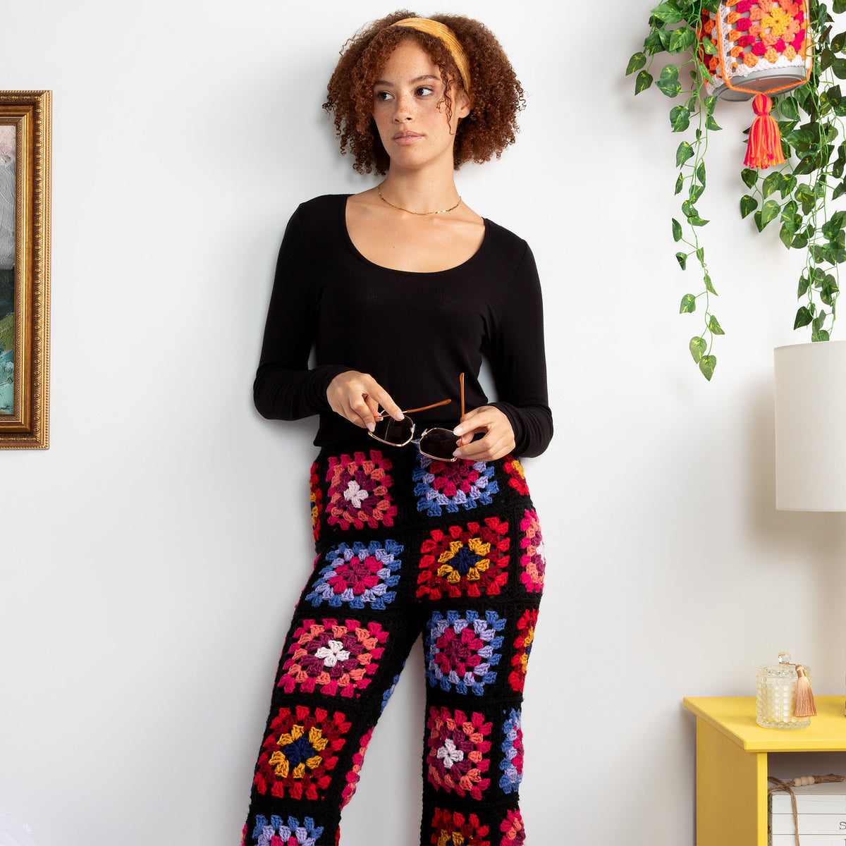 Crochet Pant made in Red Heart All in One Granny Square Yarn