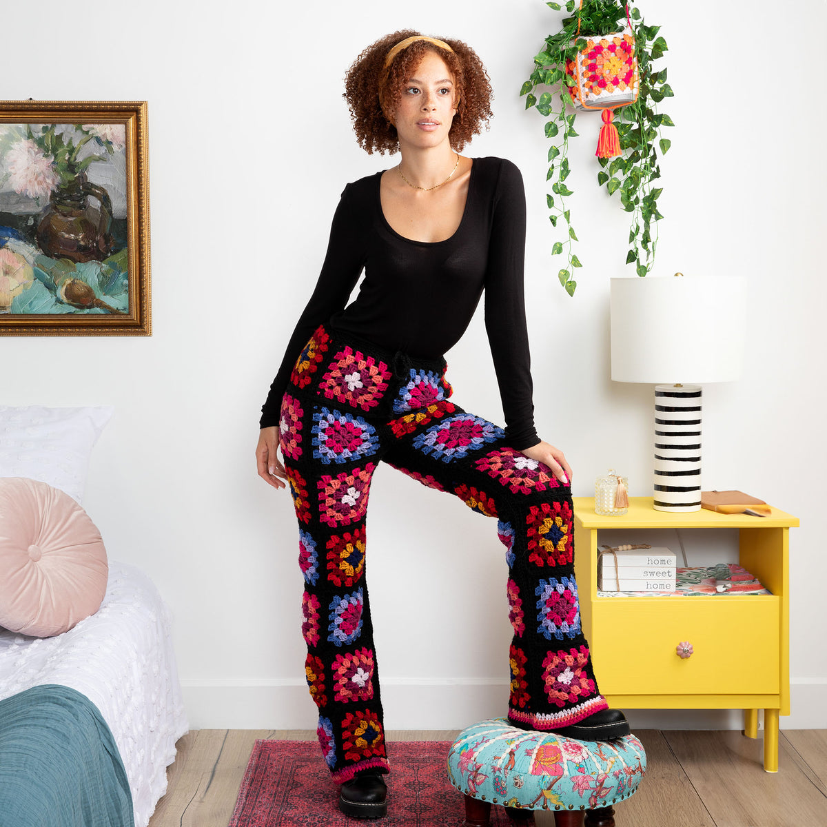 Crochet Pant made in Red Heart All in One Granny Square Yarn