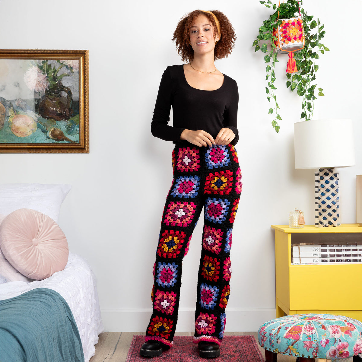 Crochet Pant made in Red Heart All in One Granny Square Yarn