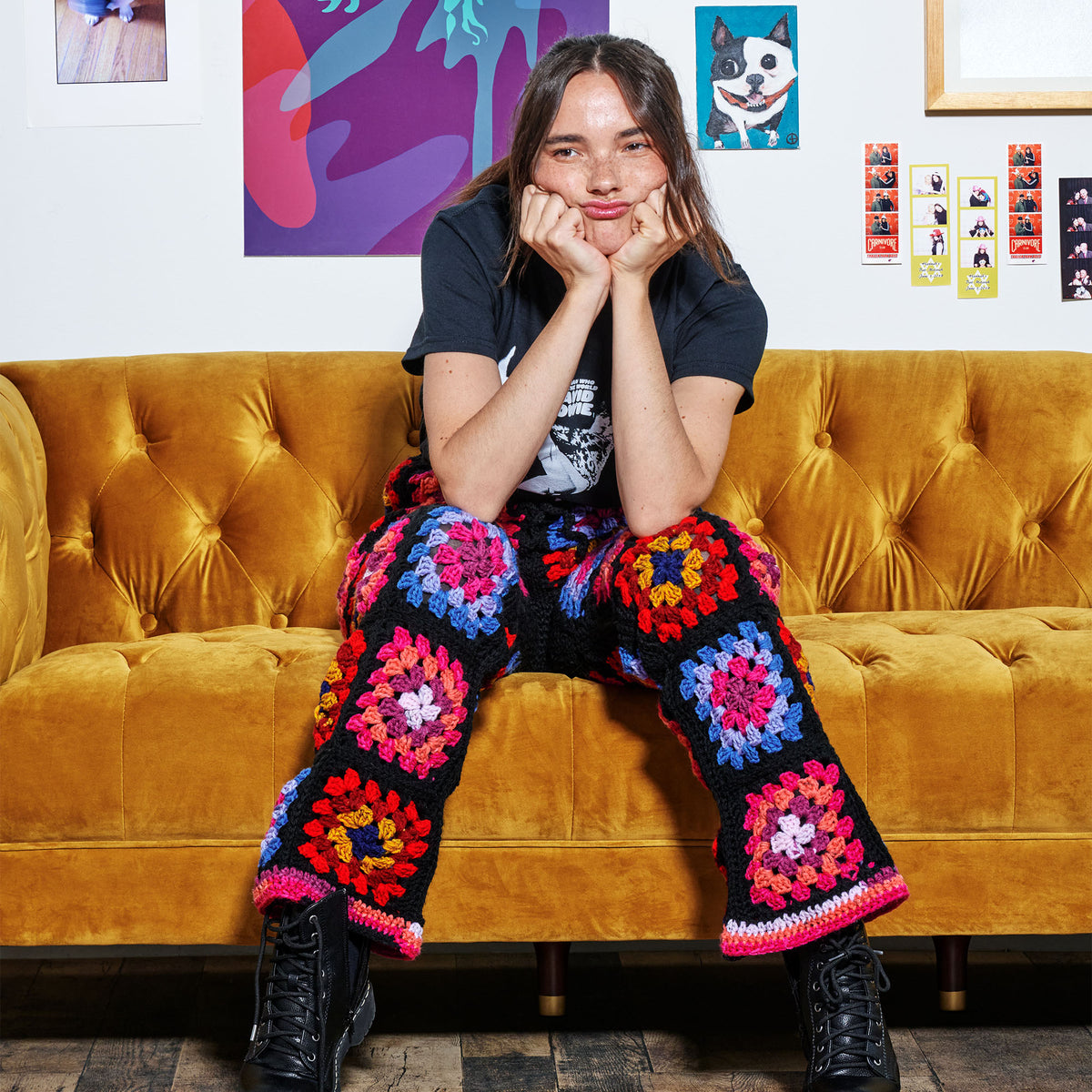 Crochet Pant made in Red Heart All in One Granny Square Yarn